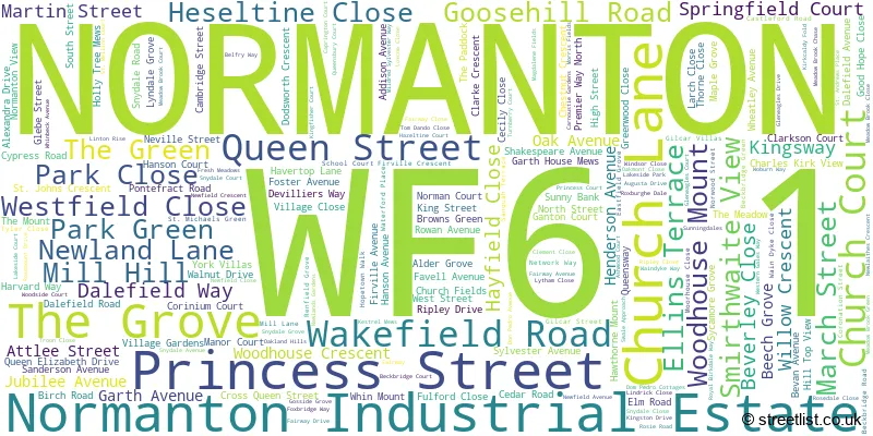 A word cloud for the WF6 1 postcode